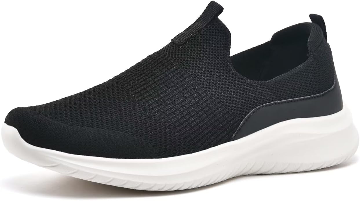 TIOSEBON Damen Walking Tennisschuhe Strick Leichtgewicht Slip-On Atmungsaktives Mesh Bequeme Weiche Mode Sneaker