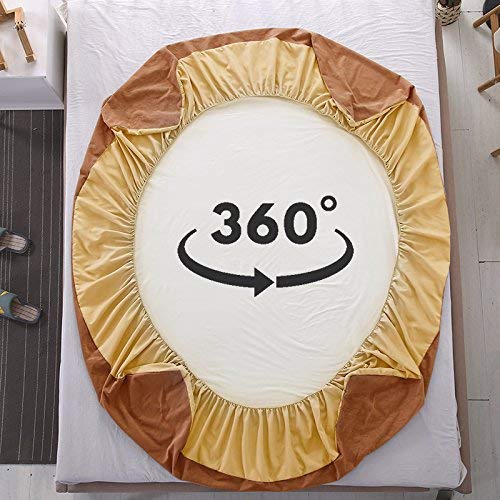 Image of Lithara Terry Cotton Fitted Mattress Protector for King Size Bed | Waterproof & Elastic Band | Ultra Soft & Hypoallergenic Mattress Cover | Size : 78 x 72 Inches (6.5 x 6 Feet) | (Golden)