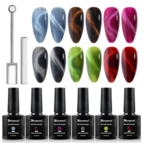 Set de 6 Esmaltes de Gel Cat Eye 8 ml Colores Magnéticos