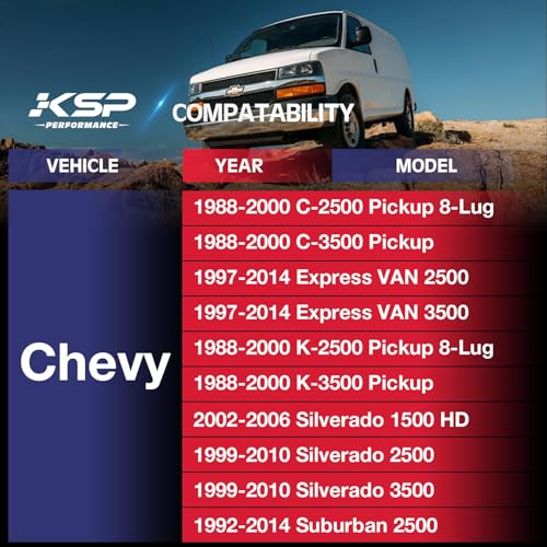 Image of KSP 2 inch 8x6.5 Wheel Spacers for 2013+ Ram 2500 3500, Silverado 1500 2500 3500 HD, 8x165.1 Wheel Adapters with M14x1.5 Studs for GMC Sierra Savanna, 2PCS 50.8mm 8 Lug Spacer 126.15mm Bore