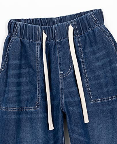 Hacikis Women's Drawstring Elastic Waist Cropped Jeans, Straight Leg Mid-Rise with Pockets3