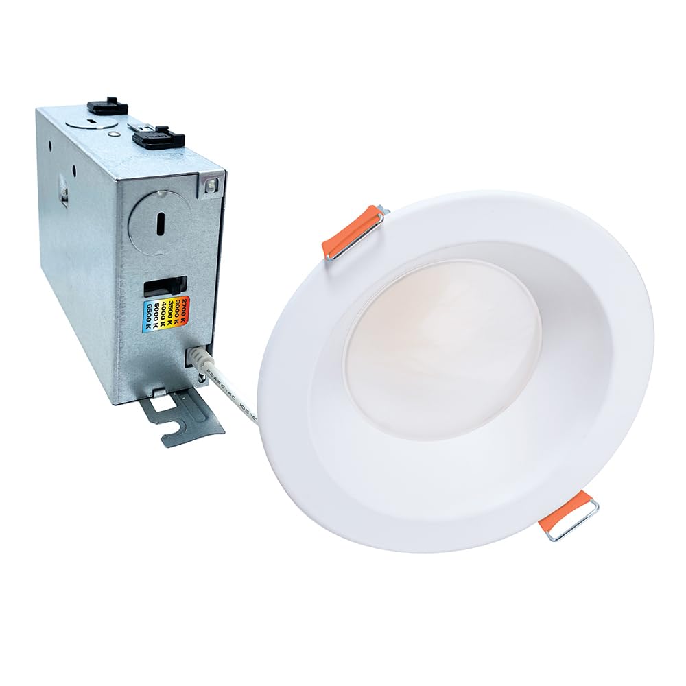 HALO LCR 6 in Canless LED Downlight, 23W, Regressed Outdoor Lighting with 6 Selectable CCT 2700K-6500K, Dimmable, 2000 Lumens, IC Rated, Wet Location, Matte White Finish - LCR615RD9FSE020
