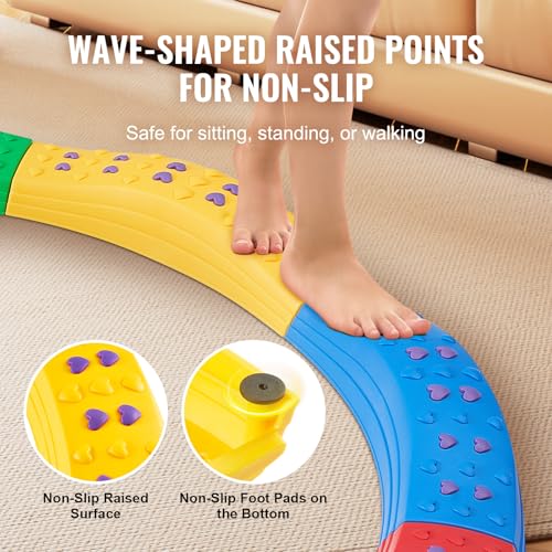 Image of VEVOR Balance Beam Stepping Stones, 8 PCS Toddler Balance Boards Non-Slip Textured Surface & Rubber Pads, Montessori Toy for Kids 2-6, Build Coordination and Gross Motor Skills, Indoor or Outdoor Play