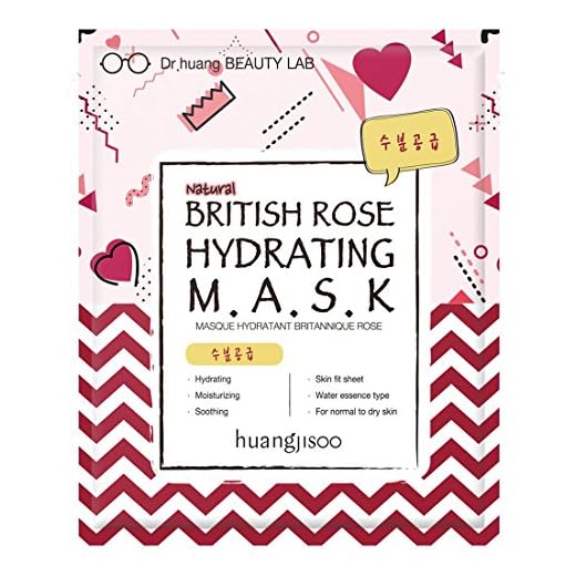 [huangjisoo] British Rose Hydrating Mask - Best Organic, Natural, Korean Sheet Mask for Dry & Skin - A Set of 5