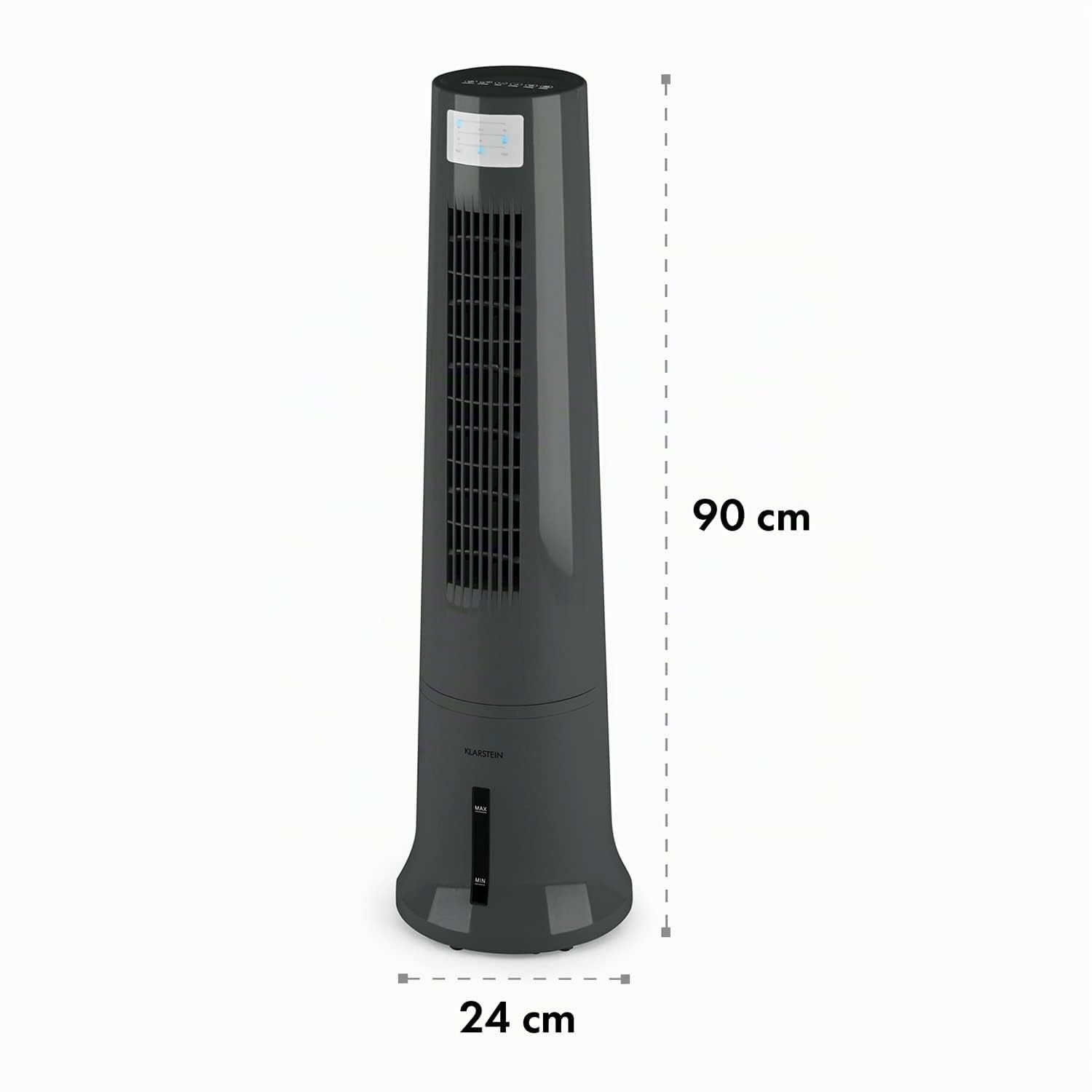 Klarstein Rafraîchisseur d'Air Mobile, Refroidisseur d'Air par Evaporation 4-en-1, Mode Nuit Silencieux, Humidificateur, Ventilateur avec Glacon Efficace, 2,5L, 40W, Débit d'Air de 530m³/h, Noir