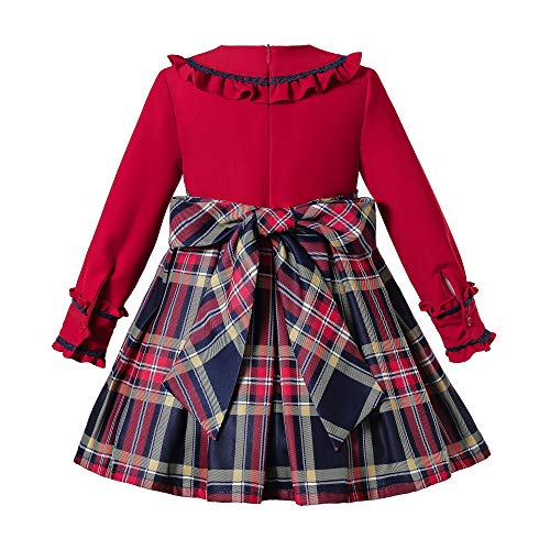 Pettigirl Girl Vintage Winter Red Plaid Christmas Long Sleeve Clothing Toddler Elegant Holiday Party Dress Outfit2