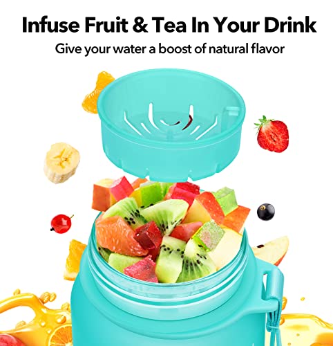 Meitagie 32Oz Motivational Water Bottle With Time Marker & Fruit Strainer, Leak-Proof Bpa Free Non-Toxic 1L Bottle With Carrying Strap, Perfect For Fitness, Gym And Outdoor Sports (Ombre: Mermaid) #TOP2