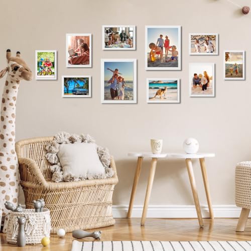 Image of KTKDE A4 Picture Frame Set of 6,White Wooden Photo Frame for Certificate Poster and Photo, Horizontal or Vertical Formats 8.3x11.7 Frame with Shatter Resistant Plexiglass Home Decor best gift
