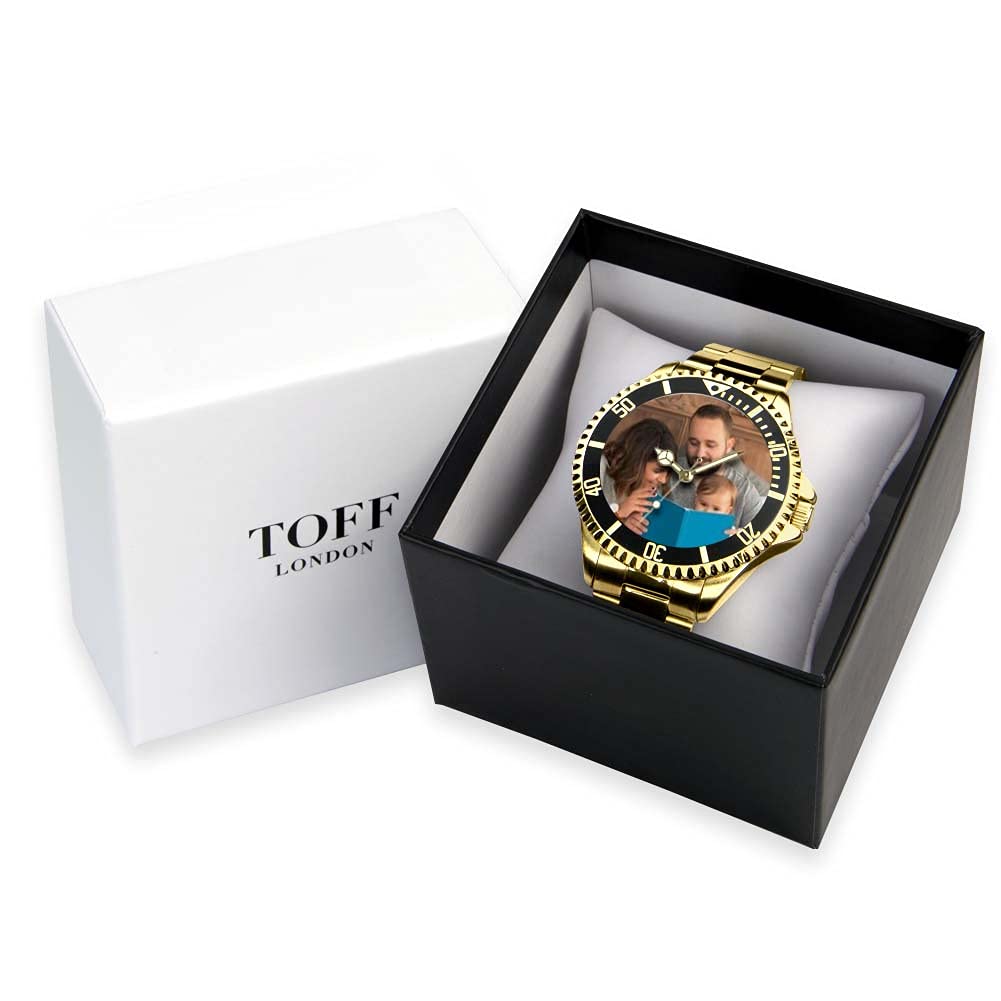 Regalos fotográficos Personalizados grabables para Hombres y niños, Reloj analógico con Movimiento de Cuarzo, Reloj