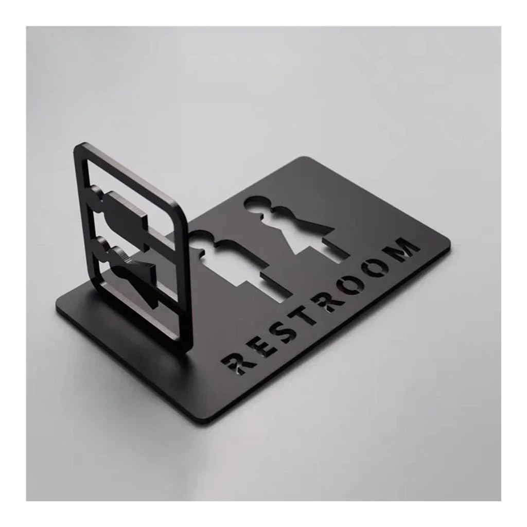Acryl-Toiletten-Symbol mit selbstklebender Rückseite, für Badezimmer, Toilette, für Hotel, Büro, Zuhause, Restaurant (schwarz, 20 x 15 cm)