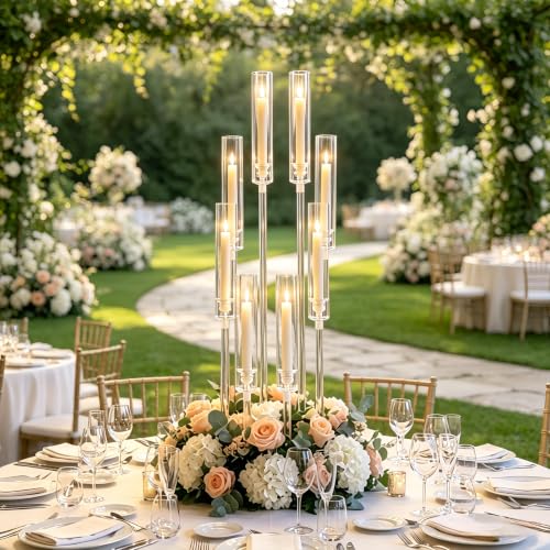 10PCS 8 Arm Acrylic Candelabra Candle Holder for Wedding