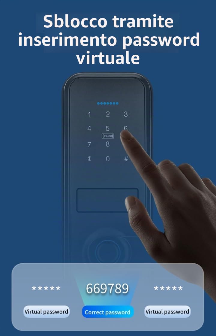 Smart Lock, Keyless Entry with Sleek Matte Black Handle, Electronic Keypad Deadbolt,Fingerprint & Touchscreen Keypad, Biometric Bluetooth Smart Lock for Front Door