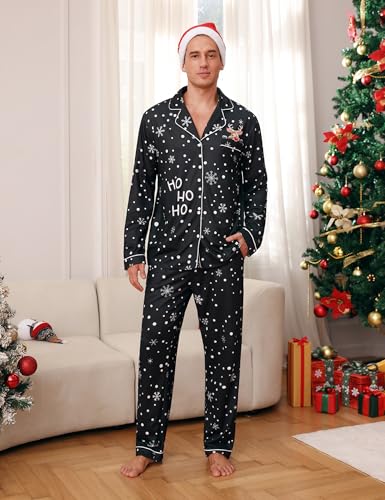 iClosam Christmas Family Matching Pajamas Long Sleeve Button Down Pj Set Festival Party Sleepwear2