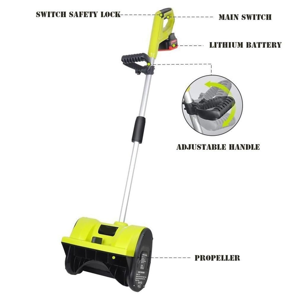 Pala da Neve elettrica, spazzaneve Senza Fili Alimentato a Batteria, spazzaneve direzionale Regolabile con 2 batterie agli ioni di Litio