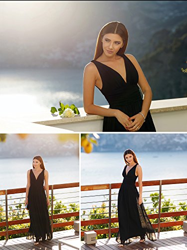 Image of Ever-Pretty Womens Bridesmaid Dress V-Neck Sleeveless A Line Chiffon Floor Length Formal Dress 09016