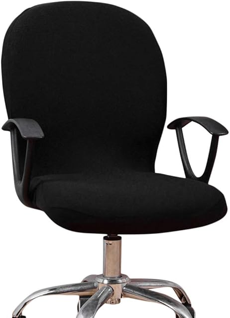 Office Computer Chair Cover, Stretchable Removable Resilient Chair Covers, Elastic Cotton Chair Slipcover for the backrest For Office Rotating Chair (Beige) (Black)