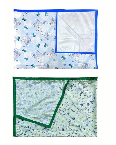 Image of EcoSoft Plastic Sheet,PVC Sheet for Kids,Rubber Sheet for Babies,Bed Wetting Protector(90 x 135 cm) (Blue Bear & ABCD Green)