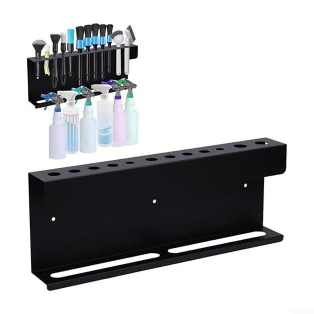 Soporte de herramientas para detalles, organizador de metal para cepillos de coche y botellas de spray de 16 onzas para garaje o taller