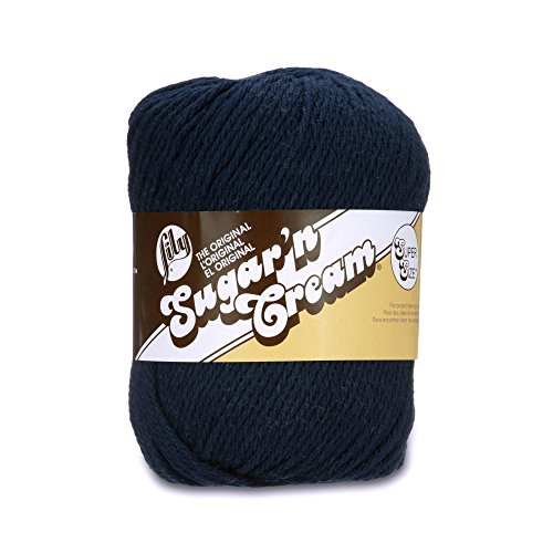 Image of Lily Sugar 'N Cream Super Size Solid Yarn, 4oz, Gauge 4 Medium, 100% Cotton - Bright Navy - Machine Wash & Dry
