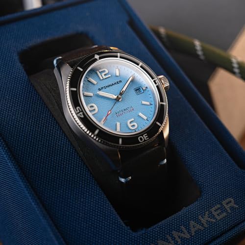 Image of Spinnaker Fleuss Men's Automatic Dive Watch - Miyota 8215 Movement, 43mm Stainless Steel Case, 150m Water Resistant, Leather Strap, SP-5055