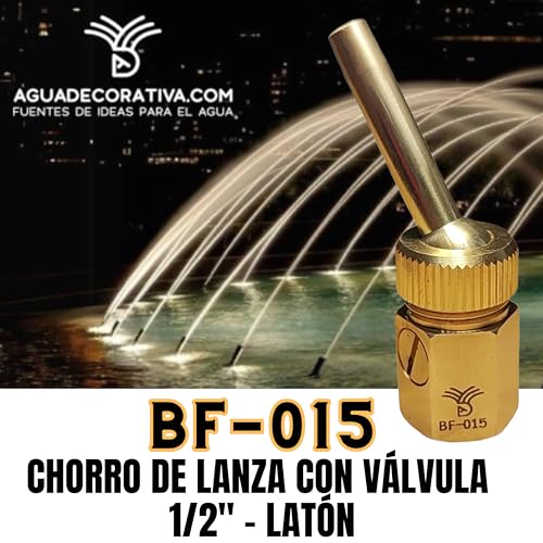 AGUADECORATIVA - Gartenbrunnendüsen 1/2 Zoll, schwenkbare Düsen von 6 mm mit Ventil zur Höhenverstellung (Messing) für Wasserspiel - BF015