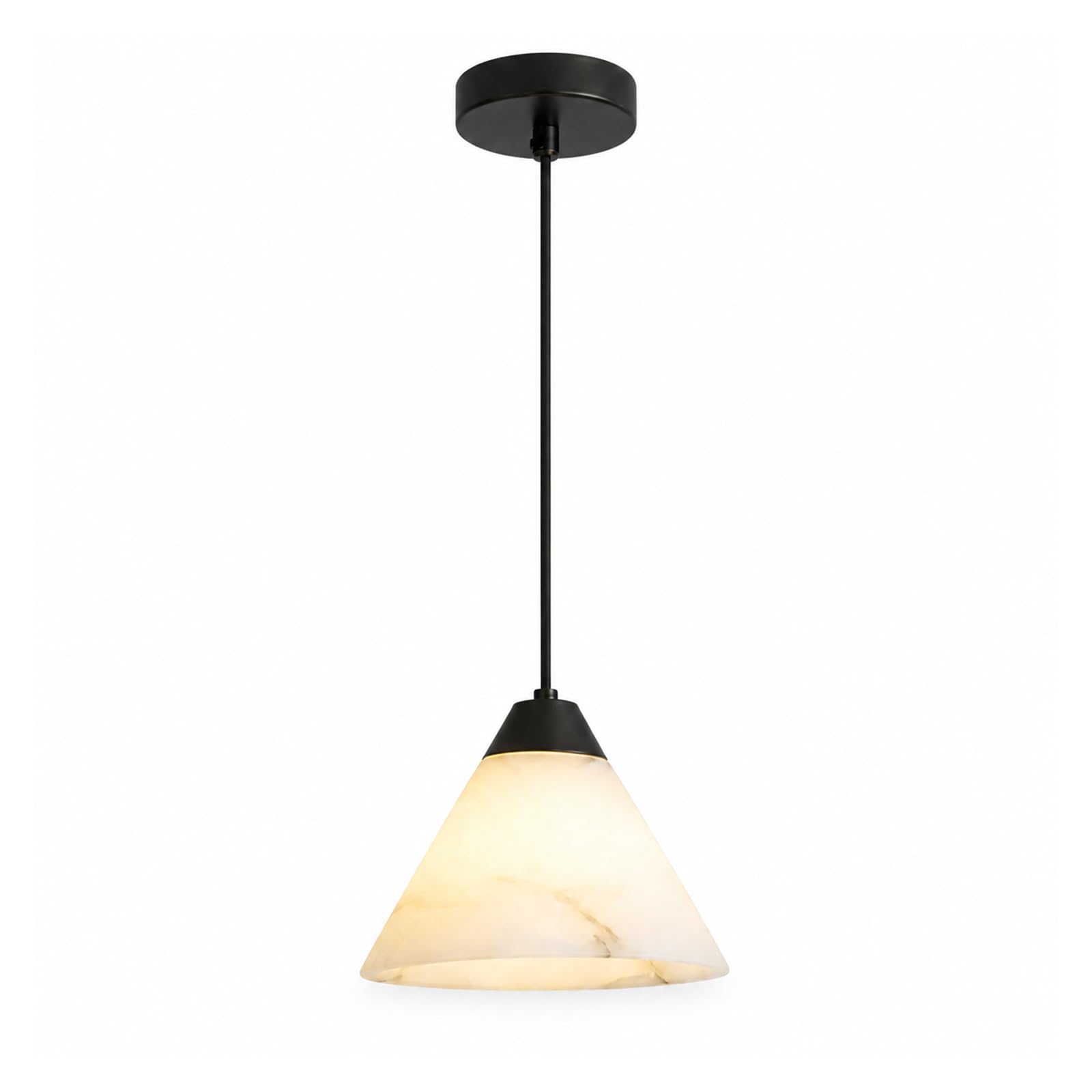 Kikioo 6.5inch Alabaster Pendant Light, Mid Century Modern Chandelier for Kitchen