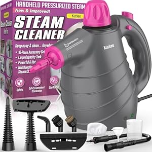 Steam Cleaner, Hand Held Steamer for Home Car, 10 Accessories Carpet Furniture Cleaner Machine, Portable Steaming Cleaner for Couch Grout Upholstery Floor Window Glass Bathroom Toilet Shower Kitchen