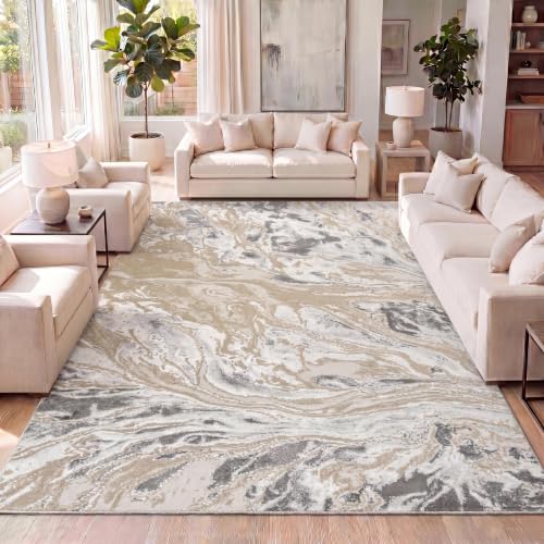 JONATHAN Y Swirl Marbled Beige Rug