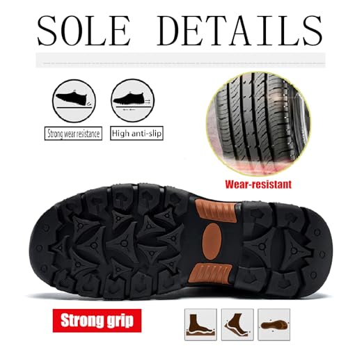 Men's Leather Orthopedic Casual Ankle Boots Classic Lace Up Comfortable Arch Support Anti-slip Platform Hiking Booties Fall Winter Outdoor Trekking Climbing Walking Boots4