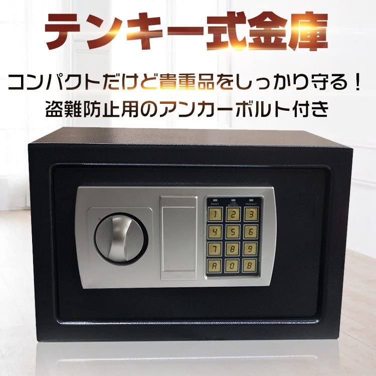 保管庫金庫緊急キーテンキー式デジタル盗難防止アラーム 壁付けアンカー付き20cm Amazon.co.jp: Fkstyle【テンキー式＆緊急キー】金庫 小型 家庭用 壁