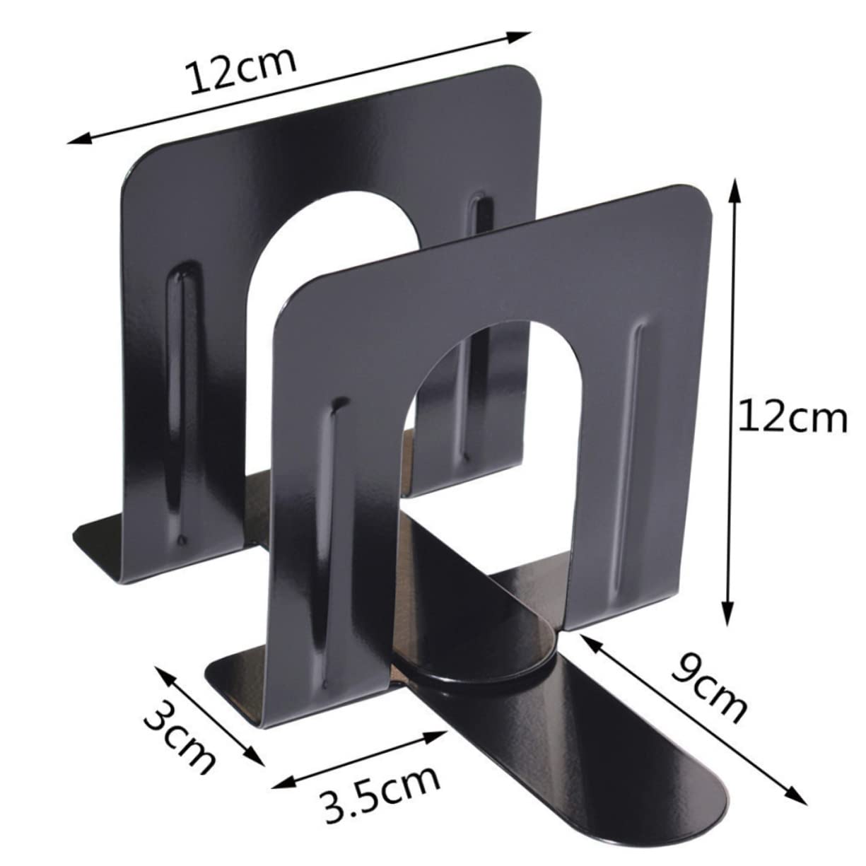 Schwarze Metall Buchstützen 6 Stück-Pack rutschfest für Regale | Bücher und Cds, Büro oder Bibliothek, Schützt Flächen vor Kratzern, Einfache Moderne Optik