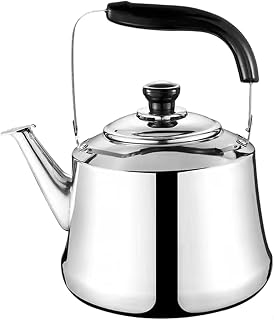 Pfeifender Teekessel aus Edelstahl mit eingebautem Sieb für Gas- und Induktionsherde, ergonomischer Griff, große Kapazität, Wasserkocher für Zuhause, Küche, Brauen, natürliches Finish, 1,5 Liter (1 l)