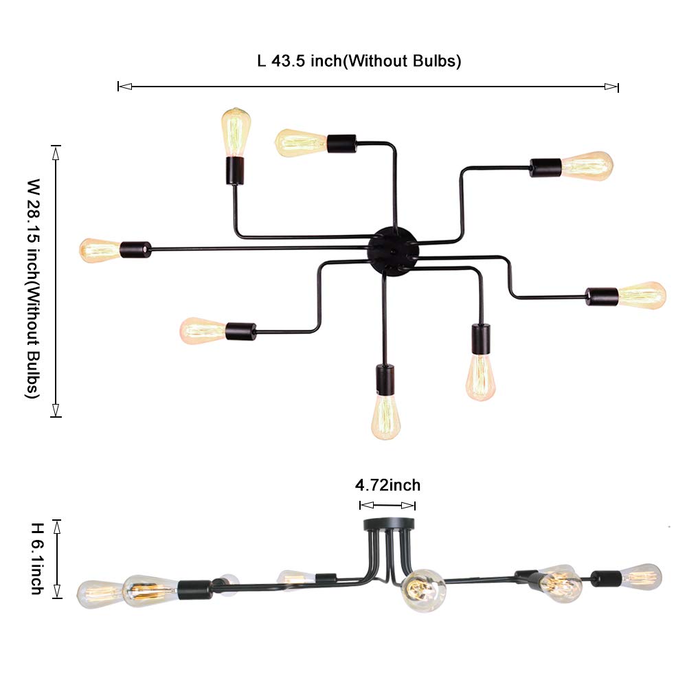 soorploom  リバティチュニュック LynPon Black Sputnik Ceiling Light Fixture, 8 Lights
