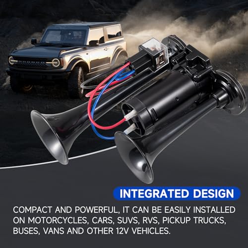 Banhao BH-LTSG Electric Air Horn For Truck 150Db Super Loud Black Horns Dual Trumpet Air Horns thumb #3