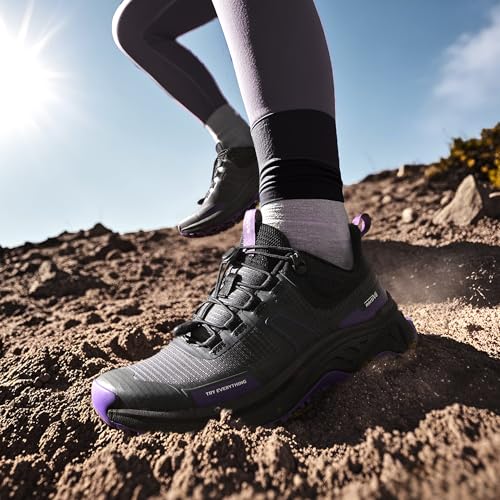 NORTIV 8 Women's Lightweight Hiking Shoes Quick Laces Outdoor Fashion Sneakers Gladiator,Size 7.5,Black/Purple,SNHS239W