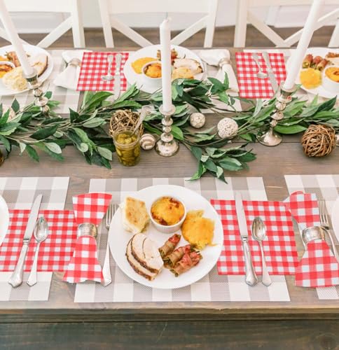 SietDESEO-50-Pieces-3-ply-Red-Gingham-Napkins-Guest-Hand-Towels-Cocktail-Napkins-Paper-Napkins-for-Dinner-Wedding-Birthday-Party-Beverage-Napkins-Disposable SietDESEO 50 Pieces 3 ply Red Gingham Napkins Guest Hand Towels Cocktail Napkins Paper Napkins for Dinner Wedding Birthday Party Beverage Napkins Disposable