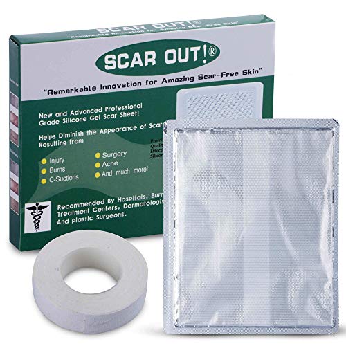 ScarOut! Silicone Scar Sheet for Scar Removal (3-6 Month Supply) – C Section Recovery Scar Treatment, Keloid Scar Removal and more! – Large 6x5 inch Silicone Sheet