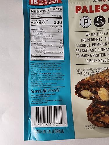 Sure Life Foods Paleo Bars, 18 barras envueltas miniatura 2