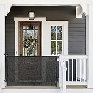 Cumbor Retractable Baby Gates for Stairs, Mesh Pet Gate 33″ Tall, Extends to 55″ Wide, Extra Wide Dog Gate for the House, Long Child Safety Gates for Doorways, Hallways, Cat Gate Indoor/Outdoor(Black)