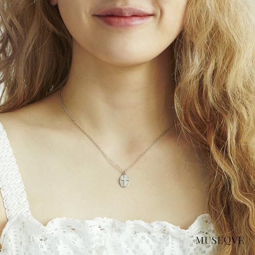 Cross and Miraculous Medal Necklace • Virgin Mary Coin Pendant Catholic Necklace for Women Kids • 14K Gold Plated Non Tarnish Dainty Religious Jewelry [CXN-MC]4