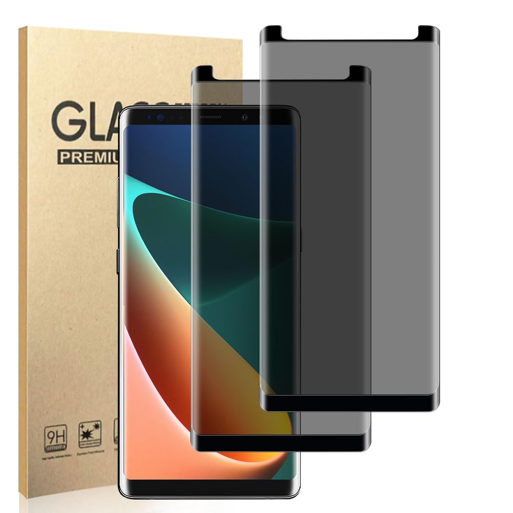 2 Pack Privacy Screen Protector for Samsung Galaxy Note 9, 9H Hardness Anti-Scratch Anti-Spy Tempered Glass Film for Samsung Galaxy Note 9 - Anti-Fingerprint, Easy to Install, Case Friendly