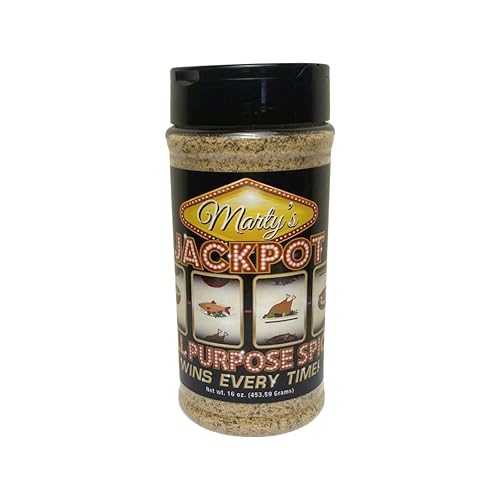 Marty's Jackpot - Especias multiusos – Baja en sal, sin gluten, sin MSG, condimento cajún – es excelente para aves, carnes, pescado, sopas,