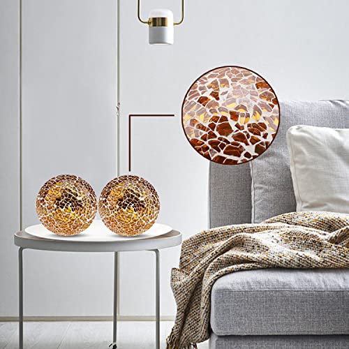 Yatinkim Mosaic Glass Ball 3pcs Decorative Balls for Bowls 3.35inch Gold Orbs Mirror Glass Orb Sphere for Dining Table Centerpiece Vases Living Room Wedding Party Decor - Image 3