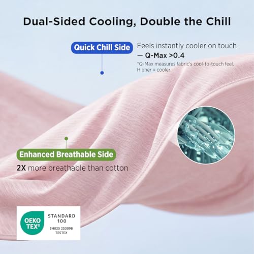 Image of Bedsure Pink Cooling Blanket for Hot Sleepers - Summer Cold Throw Blanket for Bed, Arc-Chill Lightweight Summer Bedding, Cool Thin Ice Cold Cooled Throws with Rayon Derived from Bamboo, 50x70