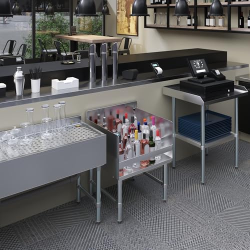 Image of AmGood 22.5 in. x 24 in. x 33 in. Stainless Steel Four-Tier Liquor Display Rack