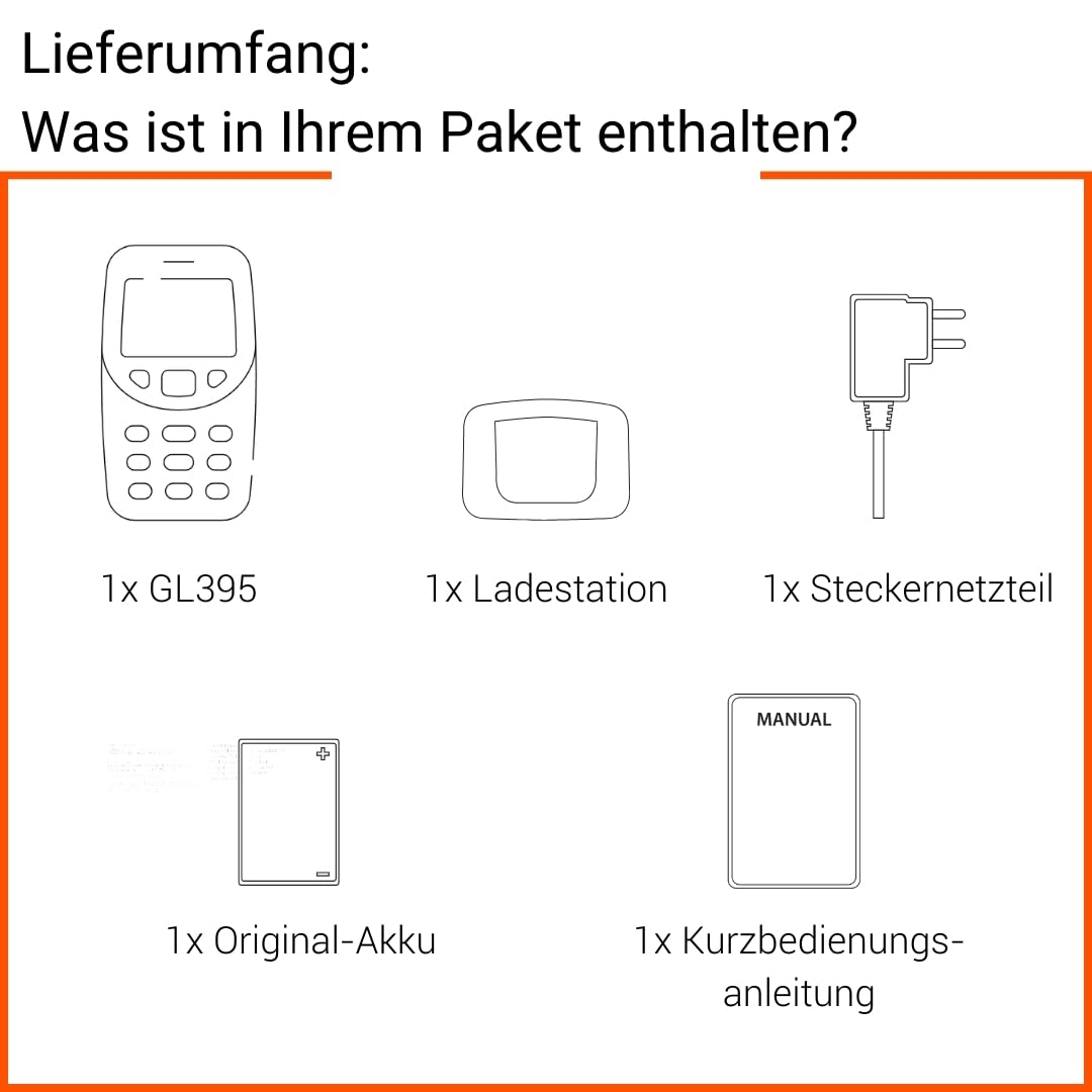 Gigaset GL395 Mobiltelefon – einfache Bedienung für Senioren, große Tasten & SOS-Notruftaste – Staub- & spritzwassergeschützt IP44 Schutzklasse – ohne Vertrag – 2,2 Zoll TFT-Farbdisplay, Titanium