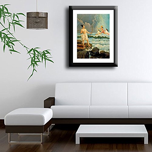 Image of Tallenge - Sri Rama Vanquishing the Sea - Raja Ravi Varma Mythology Collection - Large Digital Print - Framed (22 x 30 inches)