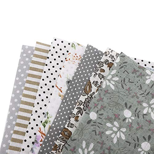 7pcs 25, 25cm Cotton Fabric DIY Square Pre Cut Assorted S Cut Quilt Dormitory Set Grey B Kit Quarters Bundle Quilting Artcraft Series (25 * 25)