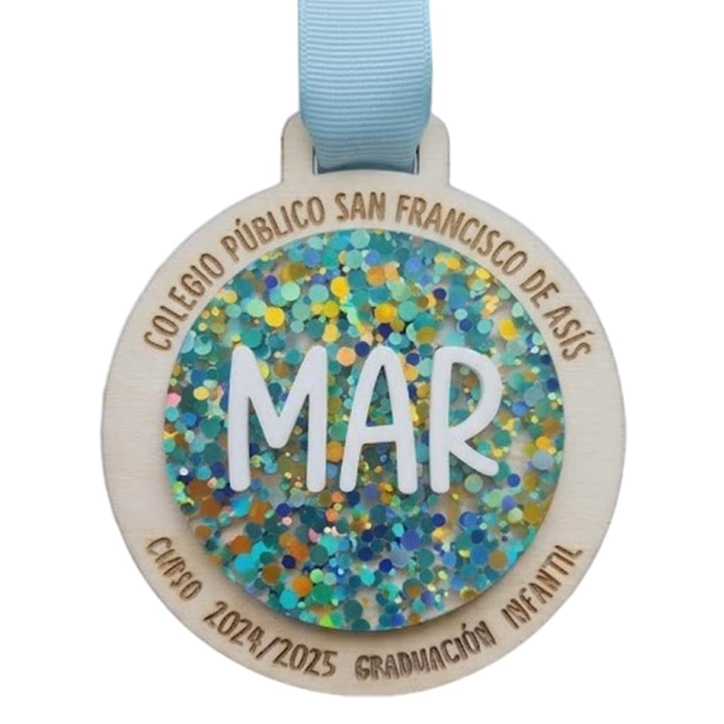 Pack medallas Personalizada de Madera Natural y metacrilato con Nombre, Detalle Original para Fin de Curso y graduación, Regalo Personalizado para Alumnos, Futbol