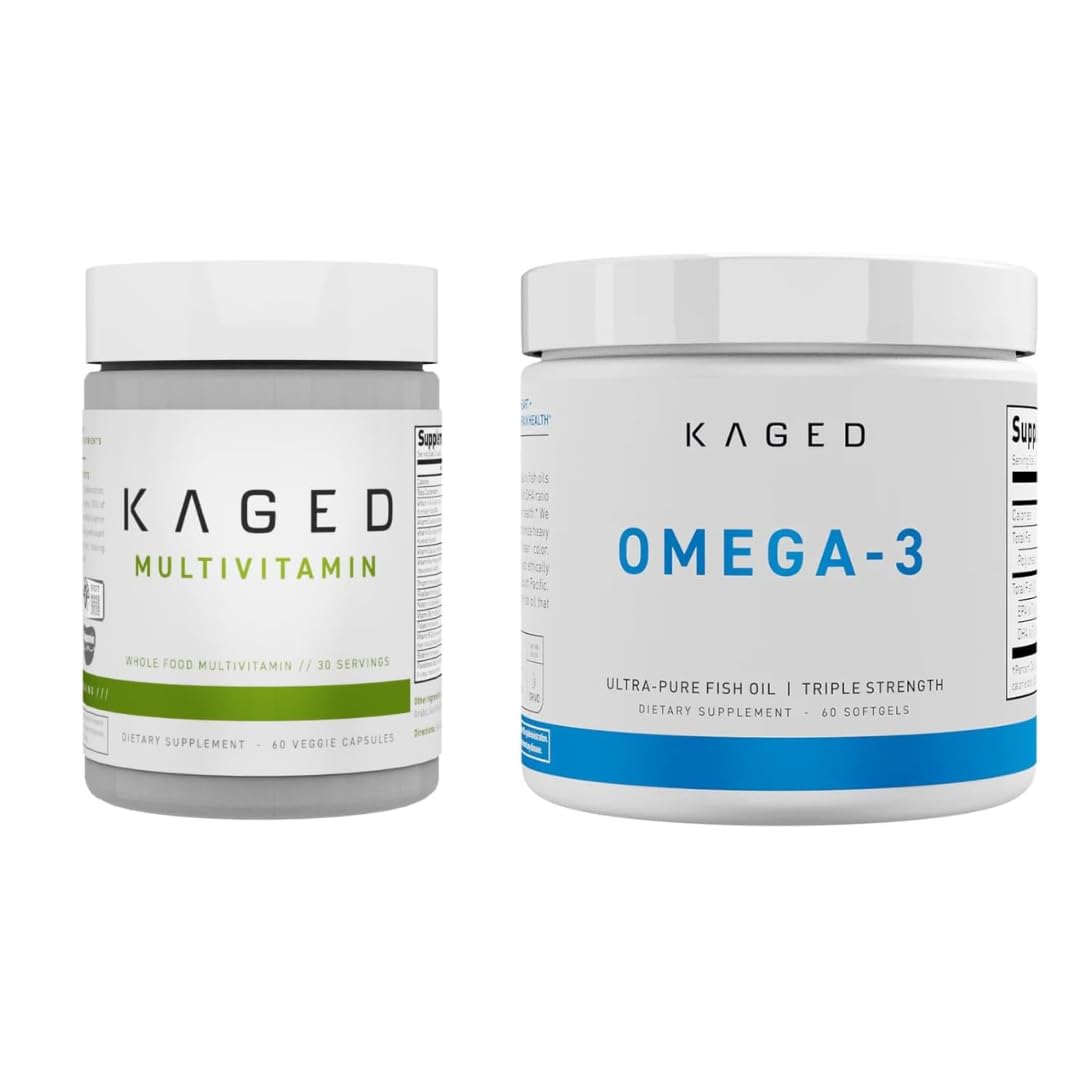 Kaged Multivitamin with Whole Foods Omega 3 Fish Oil Supplement Bundle